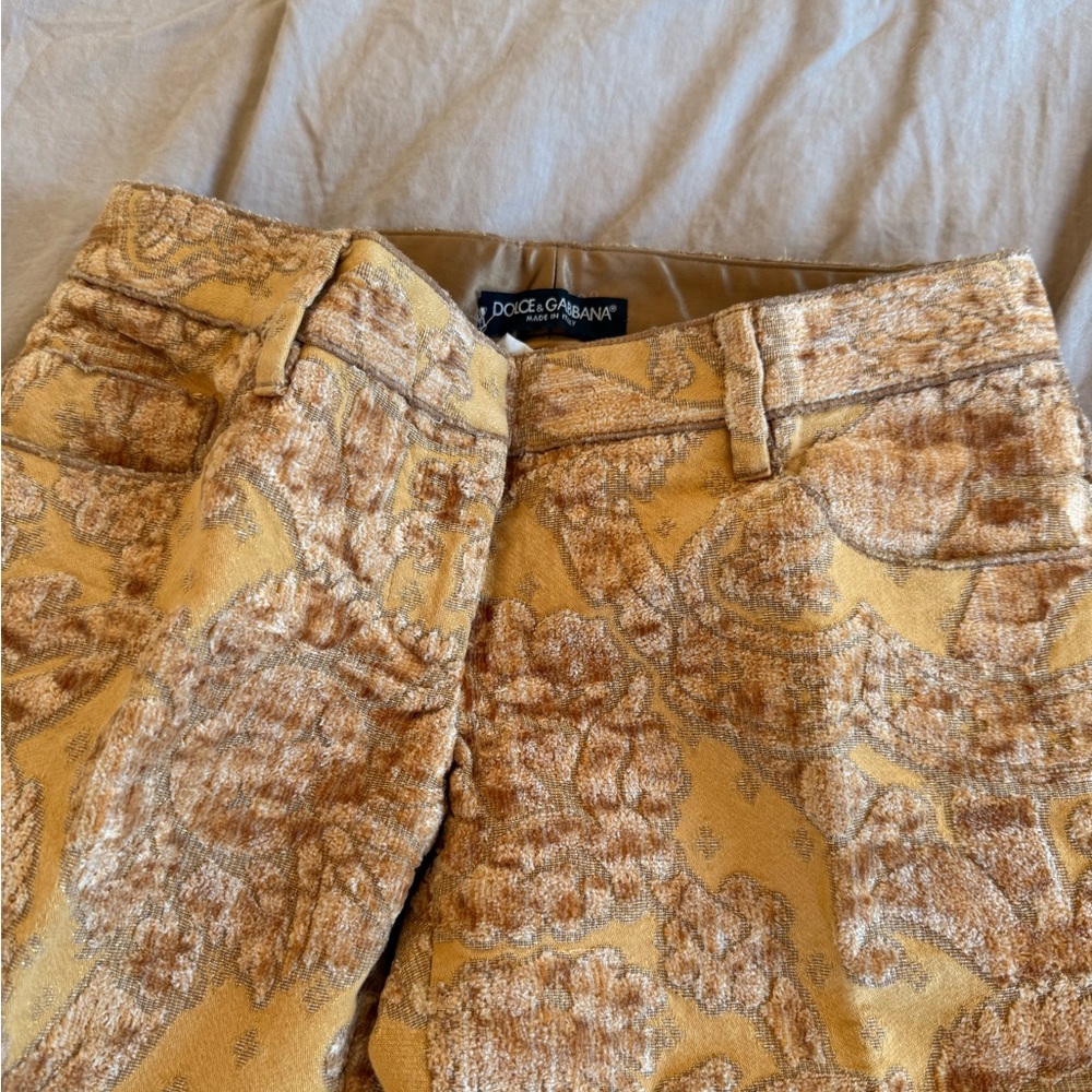 Dolce & Gabbana Textured Gold Trousers